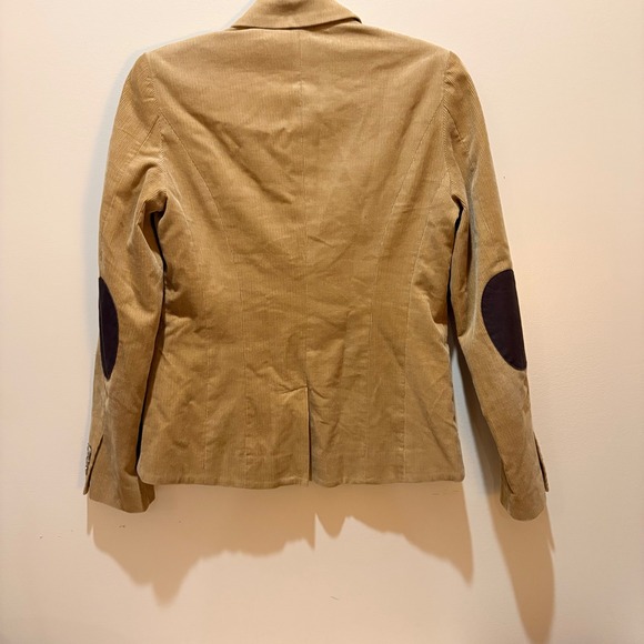 Tommy Hilfiger Womens Tan Corduroy Blazer Elbow Patches 3 Button Jacket Size 6 - Picture 2 of 11